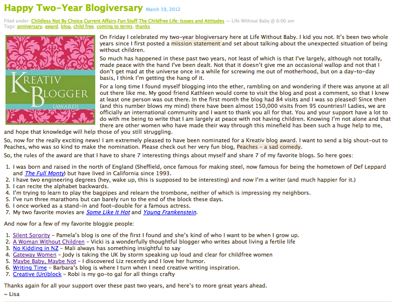 Life Without Baby, March 2012 Life Without Baby, March 2012
