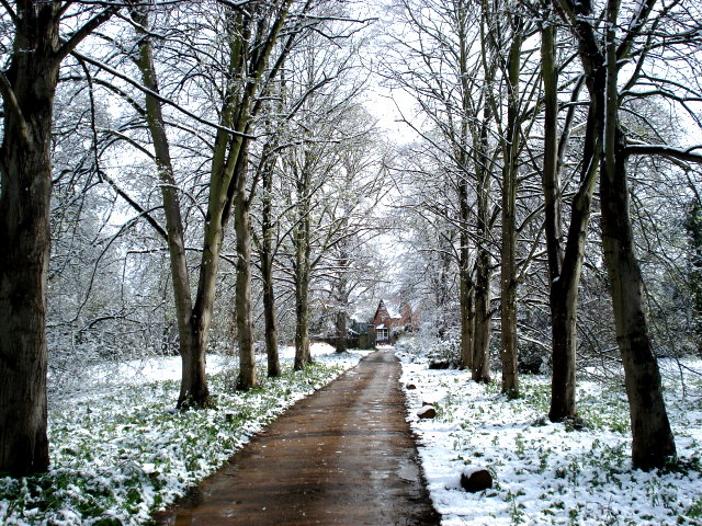 abbey in snow
